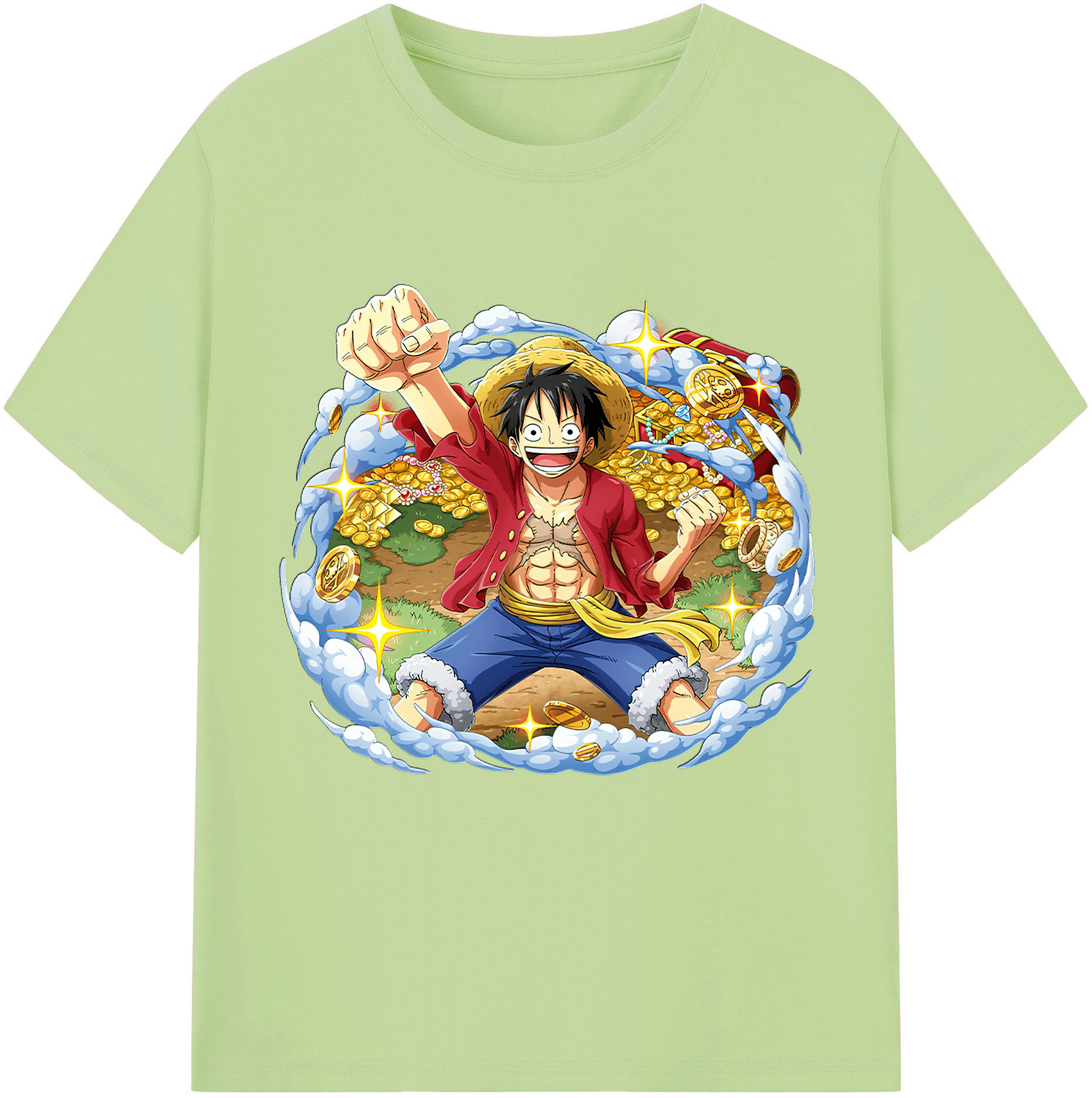 ワンピース モンキー・D・ルフィ ONE PIECE Monkey D. Luffy 綿100％半袖Tシャツ（フロントプリント）